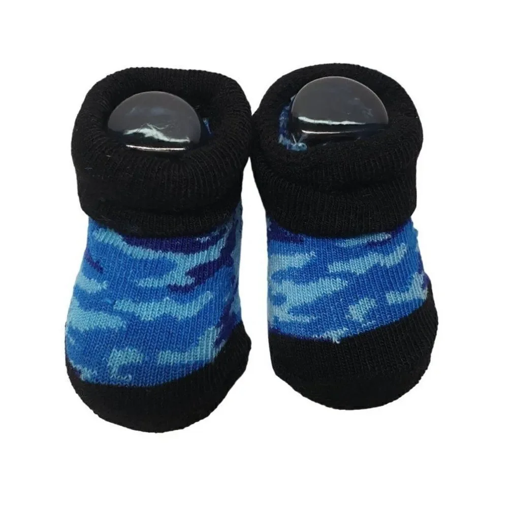 Baby Boy Infant Booties Blue Camouflage Bootie Socks 0-12 months NWT Clearance